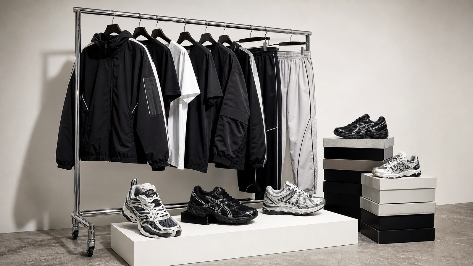 Styled resale stock rail with trainers